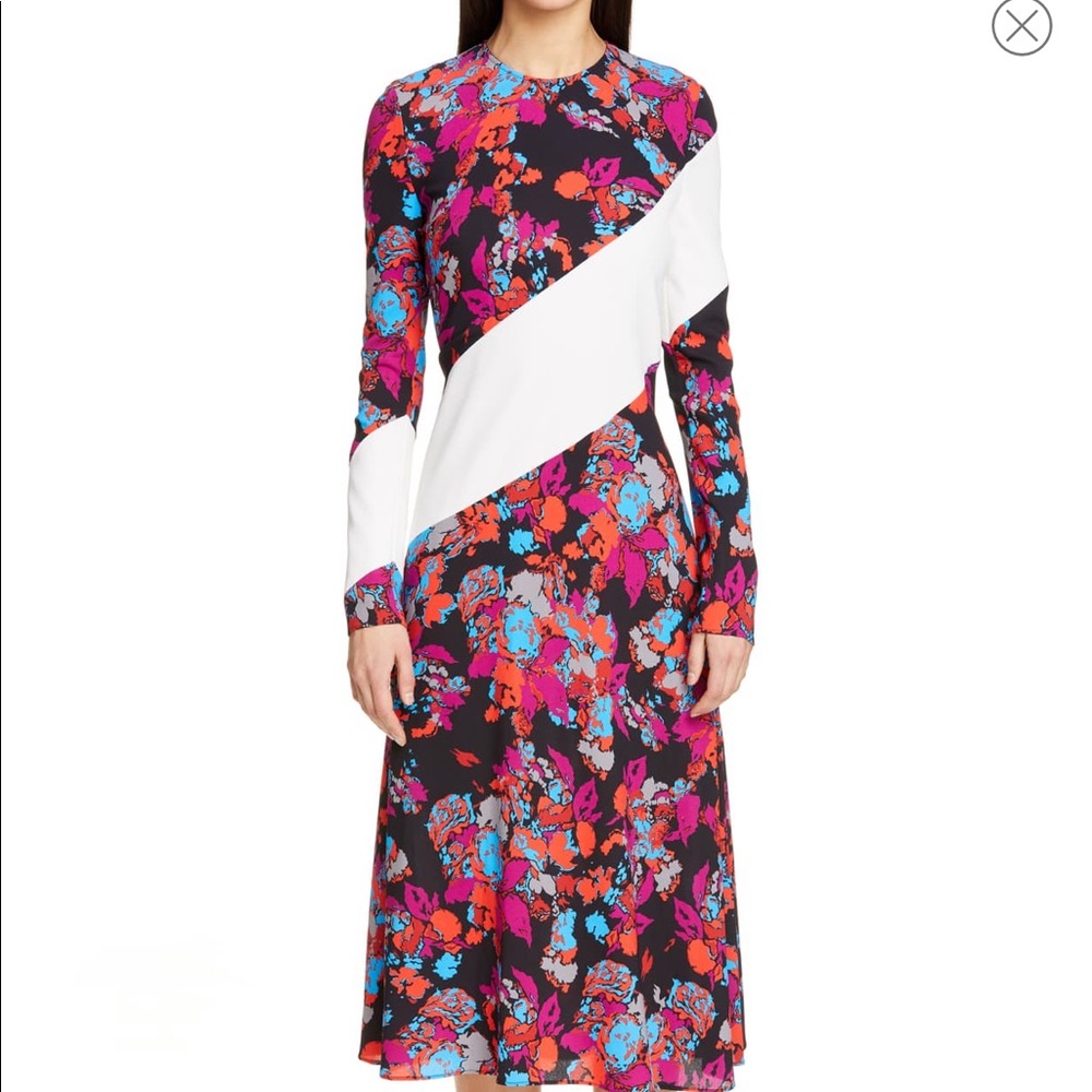 Givenchy Floral stripe print crepe midi sz 34